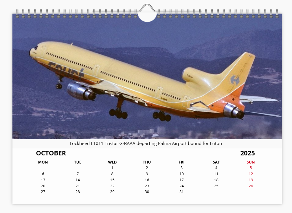 COURT LINE AVIATION 2025 Tribute Calendar A4 WALL Calendar