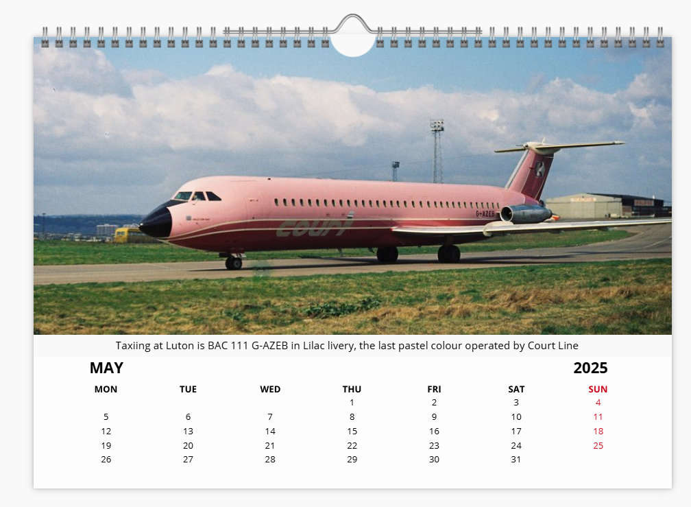 COURT LINE AVIATION 2025 Tribute Calendar A4 WALL Calendar