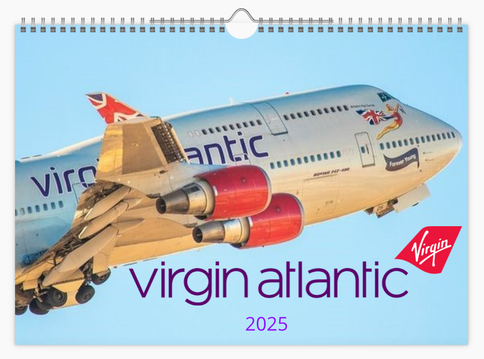 Virgin Atlantic 2025 Aircraft Tribute Calendar A4 WALL Calendar