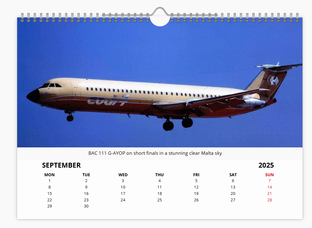 COURT LINE AVIATION 2025 Tribute Calendar A4 WALL Calendar
