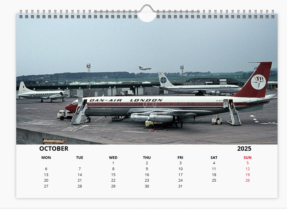 DAN AIR LONDON 2025 Tribute Calendar A4 WALL Calendar