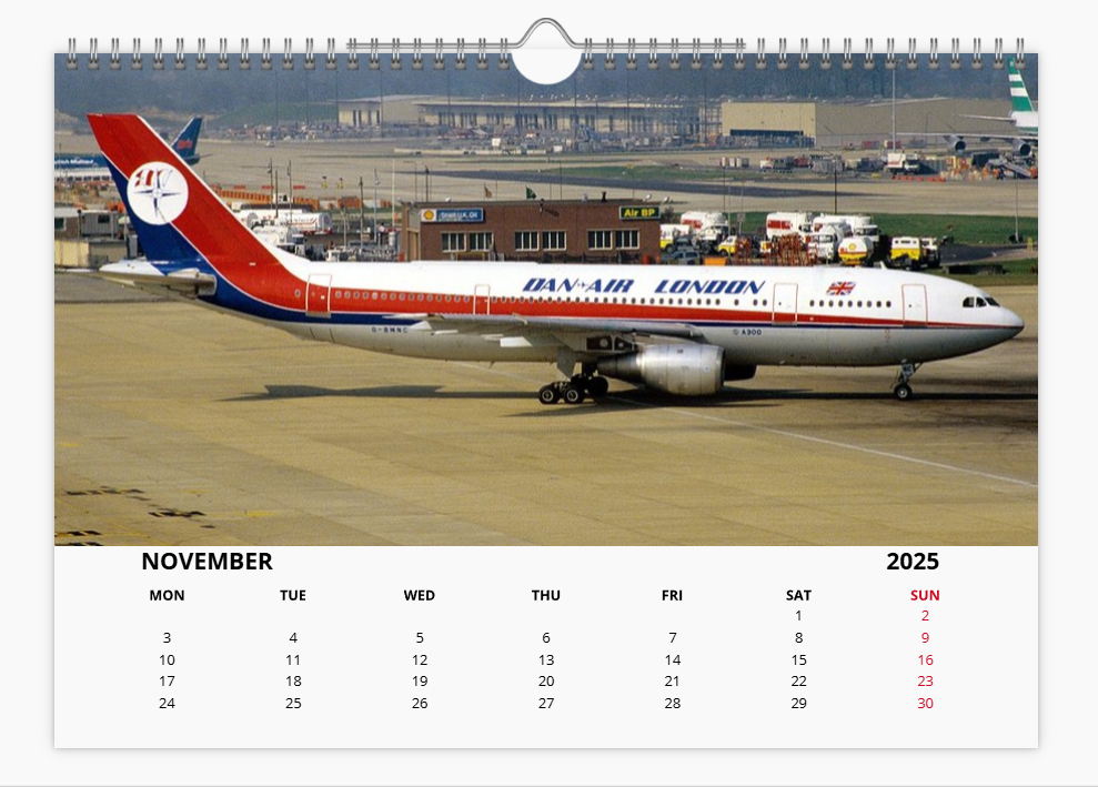 DAN AIR LONDON 2025 Tribute Calendar A4 WALL Calendar