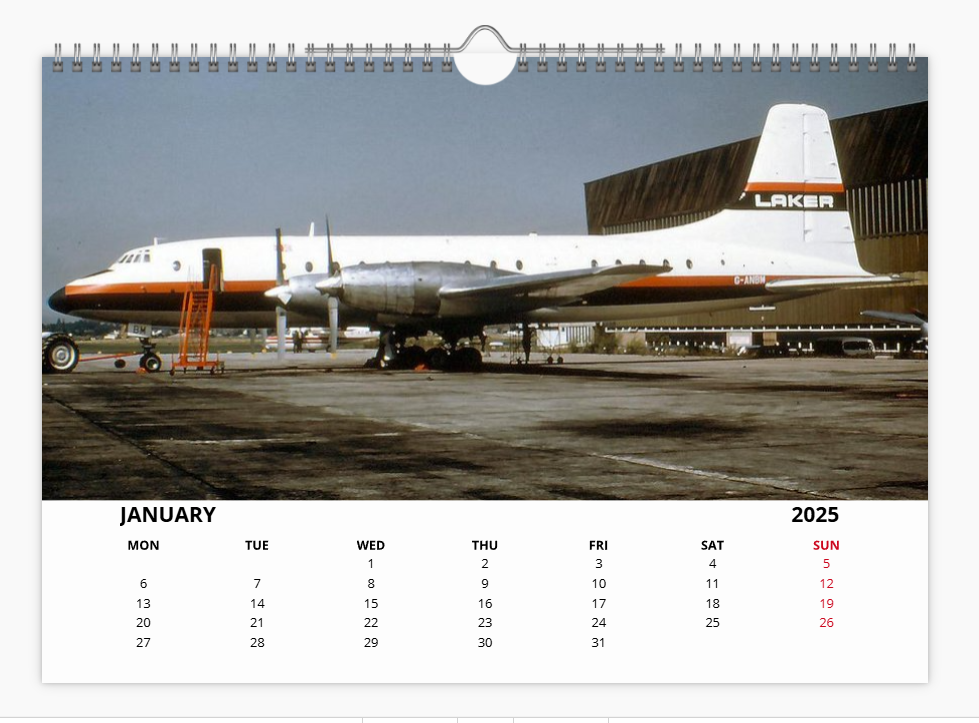 LAKER AIRWAYS 2025 Aircraft Tribute Calendar A4 WALL Calendar