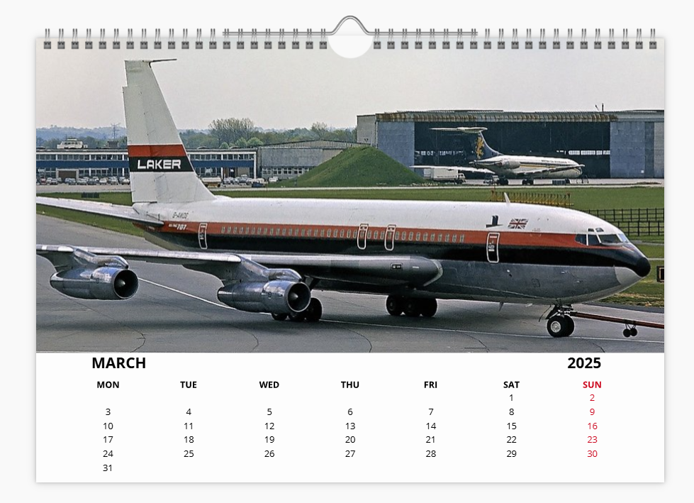 LAKER AIRWAYS 2025 Aircraft Tribute Calendar A4 WALL Calendar