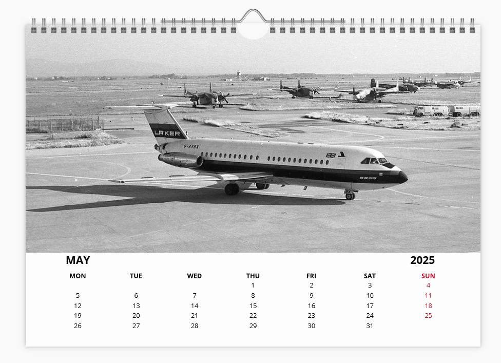 LAKER AIRWAYS 2025 Aircraft Tribute Calendar A4 WALL Calendar