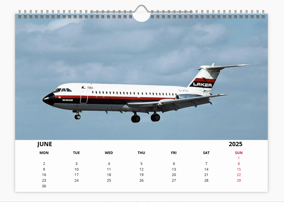 LAKER AIRWAYS 2025 Aircraft Tribute Calendar A4 WALL Calendar
