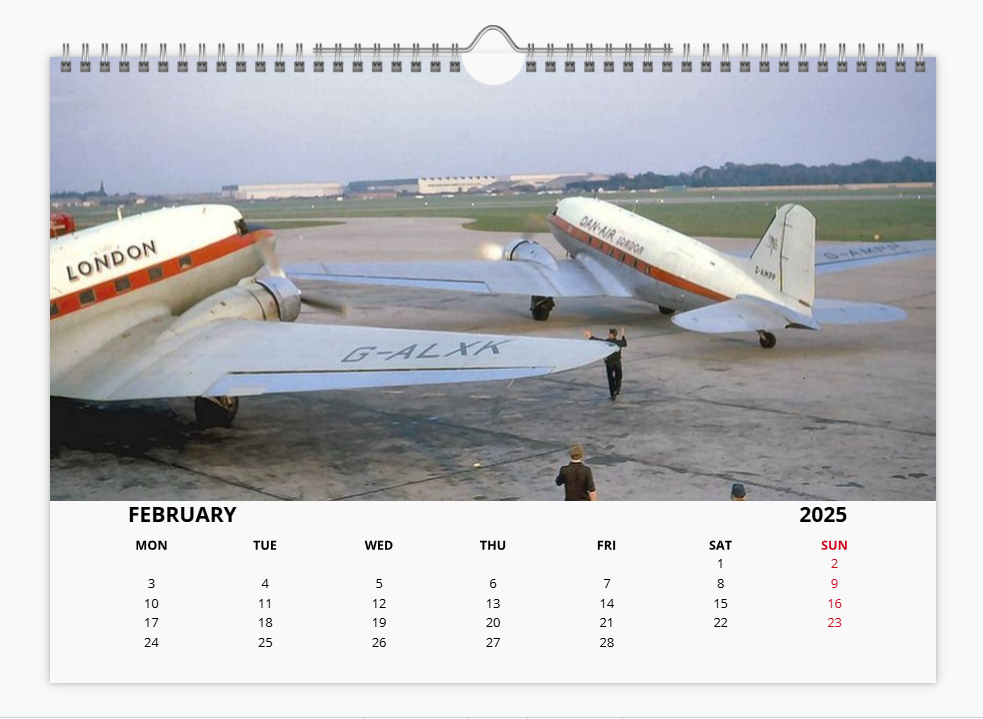 DAN AIR LONDON 2025 Tribute Calendar A4 WALL Calendar