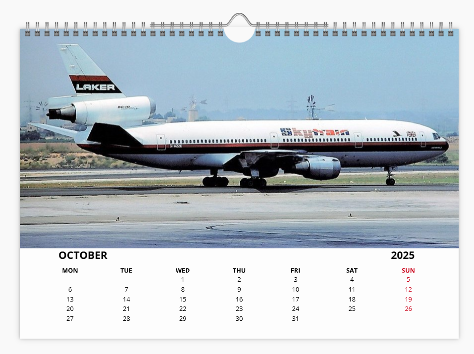LAKER AIRWAYS 2025 Aircraft Tribute Calendar A4 WALL Calendar