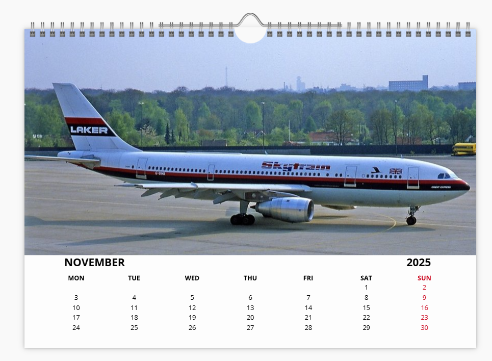 LAKER AIRWAYS 2025 Aircraft Tribute Calendar A4 WALL Calendar