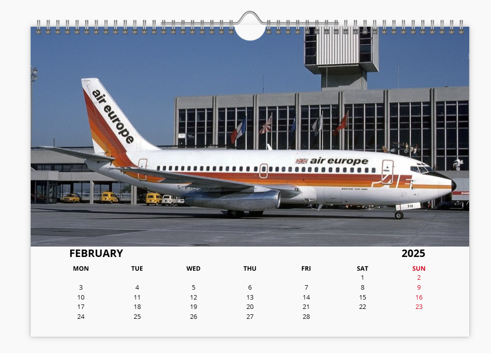AIR EUROPE 2025 Tribute Calendar A4 WALL Calendar