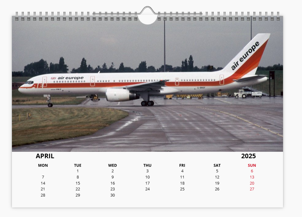 AIR EUROPE 2025 Tribute Calendar A4 WALL Calendar