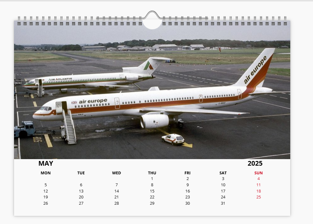 AIR EUROPE 2025 Tribute Calendar A4 WALL Calendar