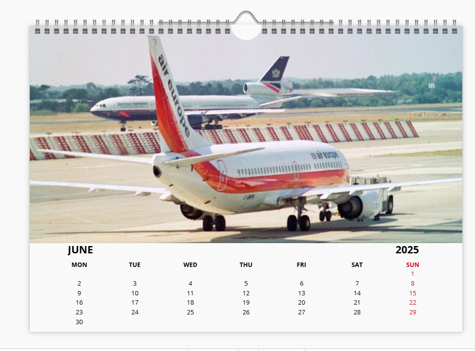 AIR EUROPE 2025 Tribute Calendar A4 WALL Calendar