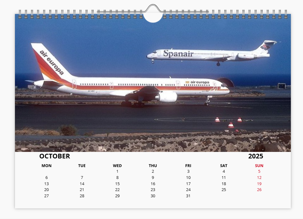 AIR EUROPE 2025 Tribute Calendar A4 WALL Calendar