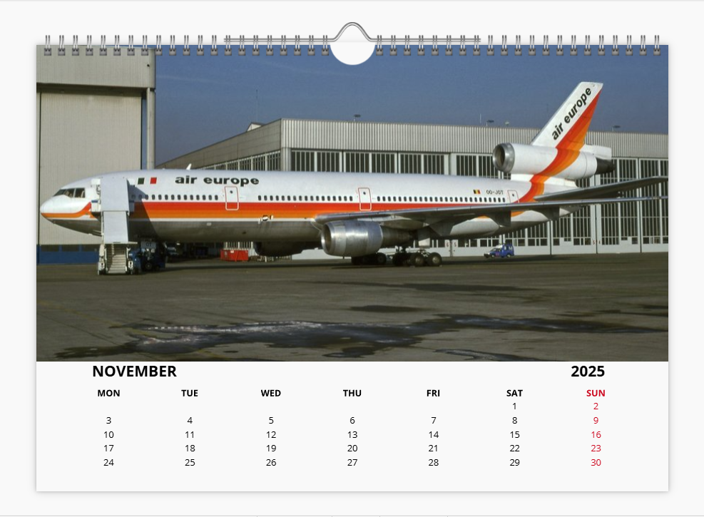 AIR EUROPE 2025 Tribute Calendar A4 WALL Calendar