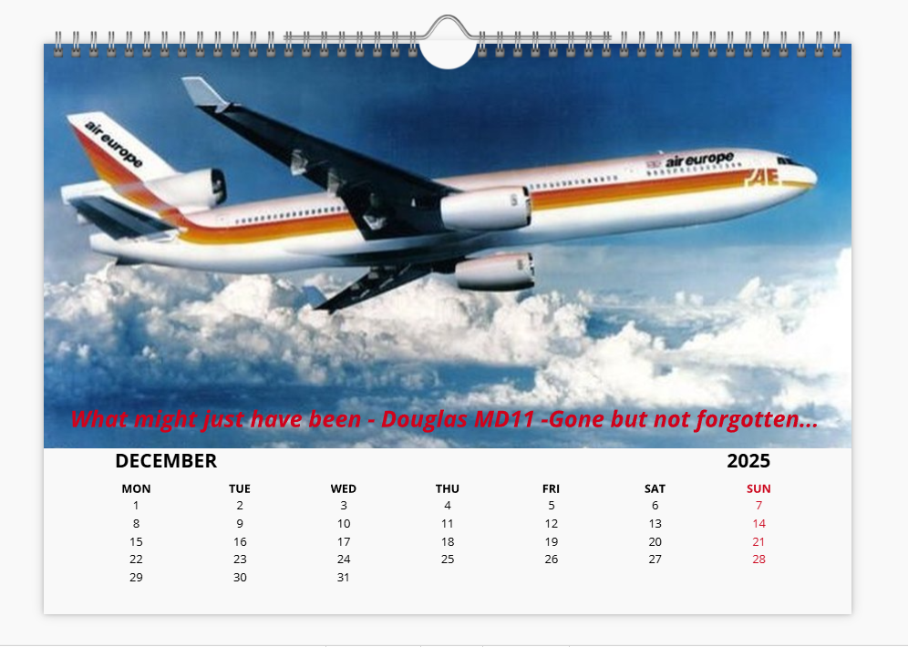 AIR EUROPE 2025 Tribute Calendar A4 WALL Calendar