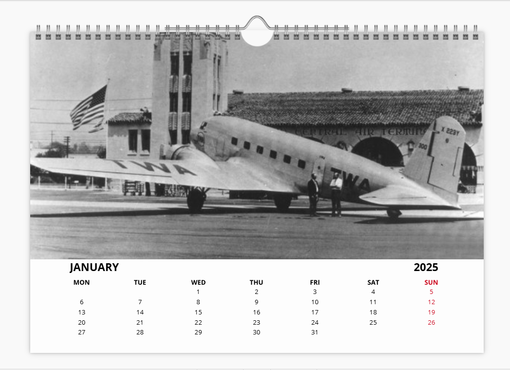 TWA Trans World Airlines 2025 Aircraft Tribute Calendar A4 WALL Calendar