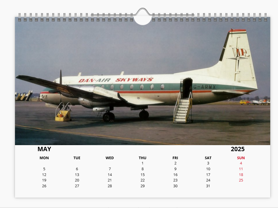 DAN AIR LONDON 2025 Tribute Calendar A4 WALL Calendar