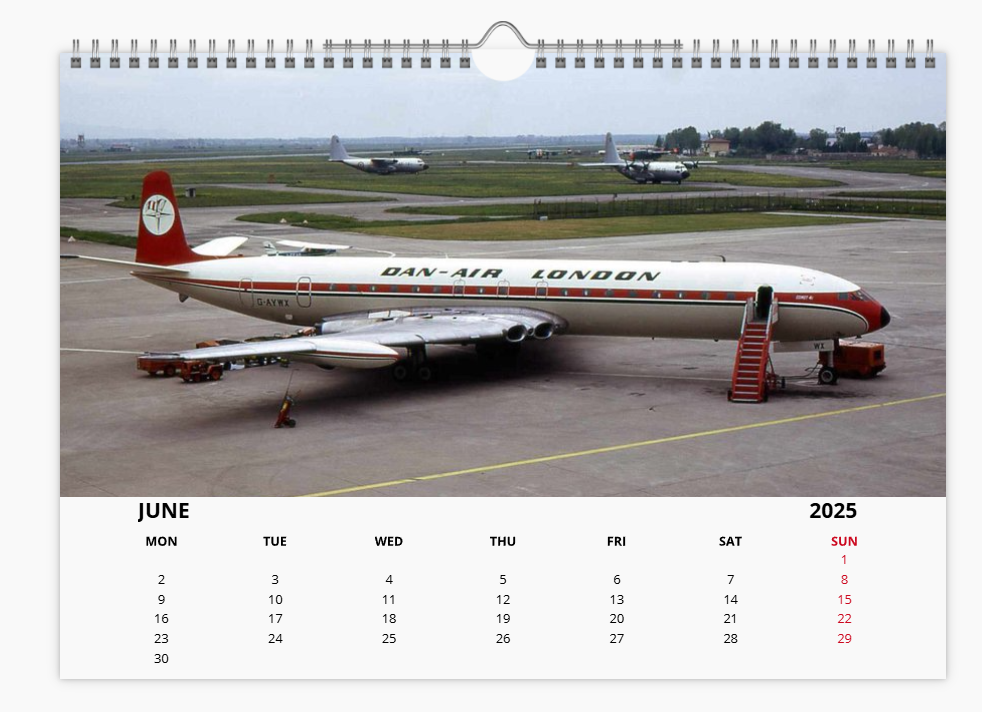DAN AIR LONDON 2025 Tribute Calendar A4 WALL Calendar