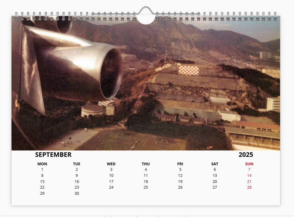 KAI TAK HONG KONG AIRPORT 2025 Tribute Calendar A4 WALL Calendar