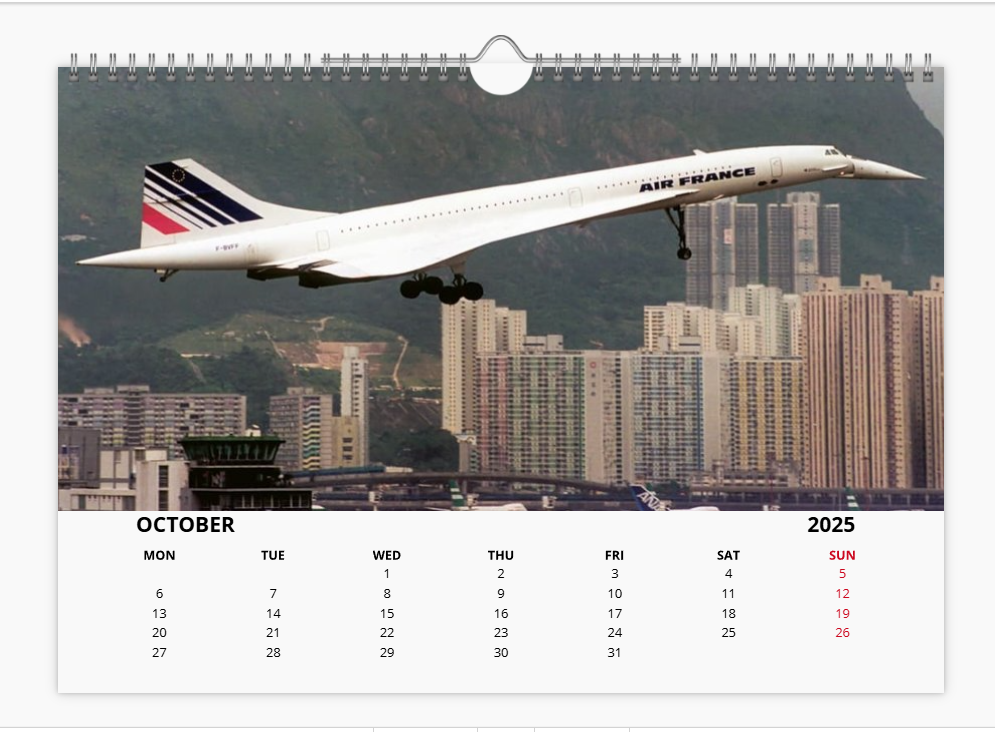 KAI TAK HONG KONG AIRPORT 2025 Tribute Calendar A4 WALL Calendar
