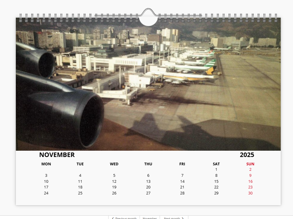 KAI TAK HONG KONG Airport 2025 Tribute Calendar A4 WALL Calendar