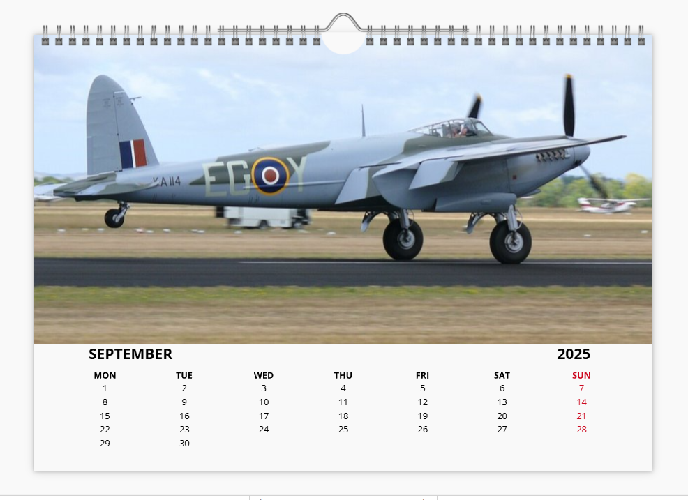 DH Mosquito RAF Fighter Bomber 2025 Aircraft Tribute Calendar A4 WALL Calendar
