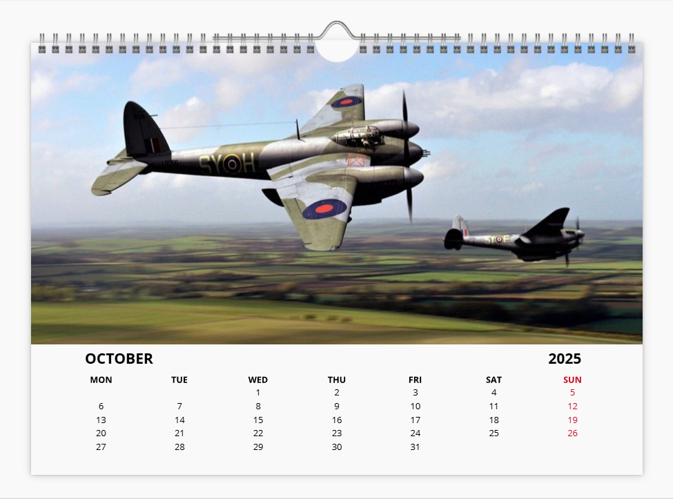 DH Mosquito RAF Fighter Bomber 2025 Aircraft Tribute Calendar A4 WALL Calendar