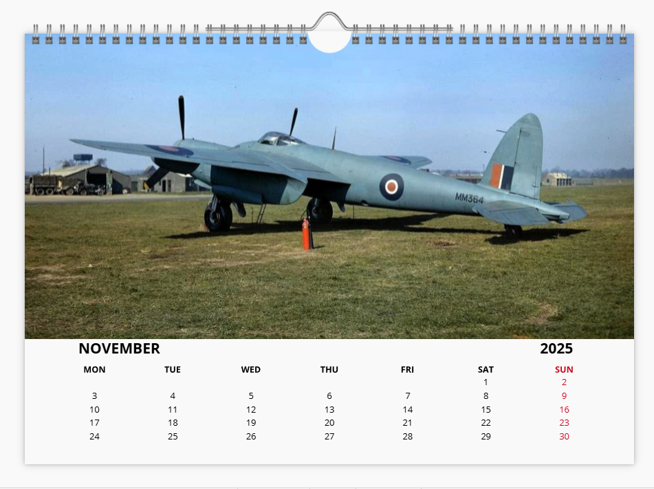 DH Mosquito RAF Fighter Bomber 2025 Aircraft Tribute Calendar A4 WALL Calendar