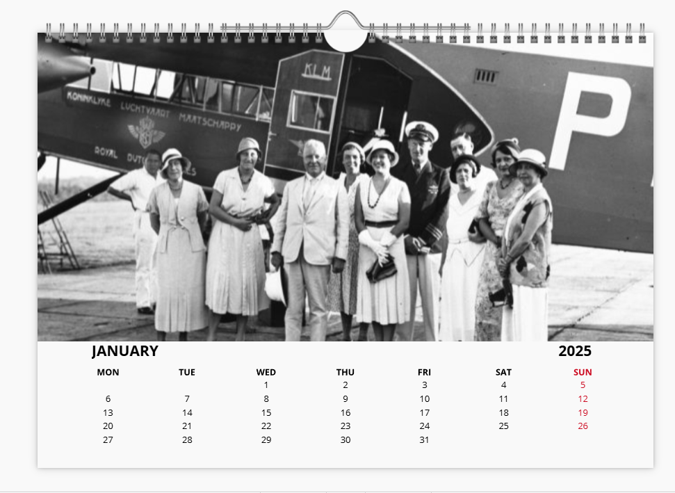 KLM ROYAL DUTCH AIRLINES 2025 Tribute Calendar A4 WALL Calendar