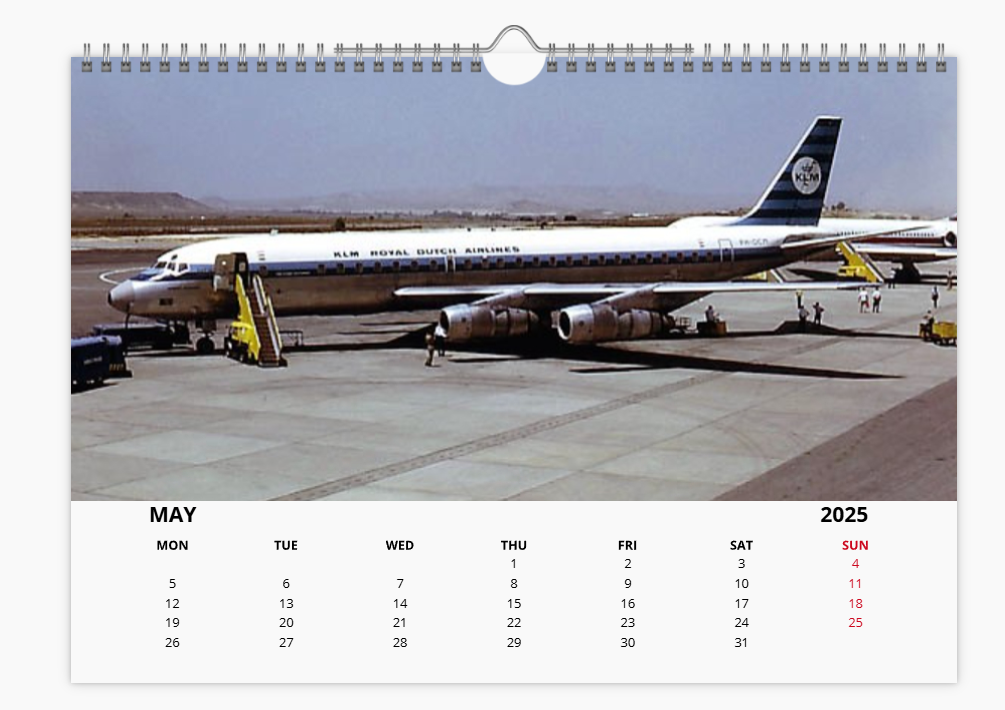 KLM ROYAL DUTCH AIRLINES 2025 Tribute Calendar A4 WALL Calendar