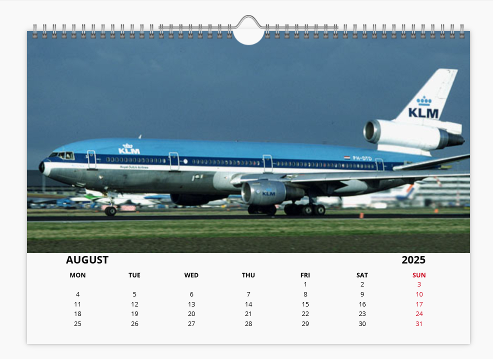 KLM ROYAL DUTCH AIRLINES 2025 Tribute Calendar A4 WALL Calendar