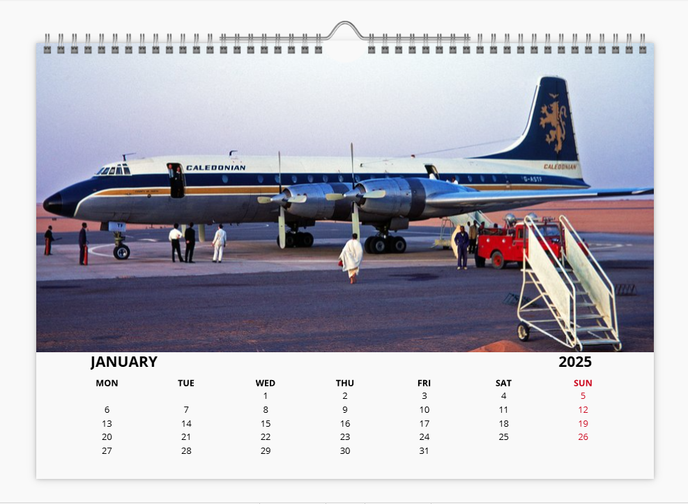 BCAL BRITISH CALEDONIAN 2025 Tribute Calendar A4 WALL Calendar
