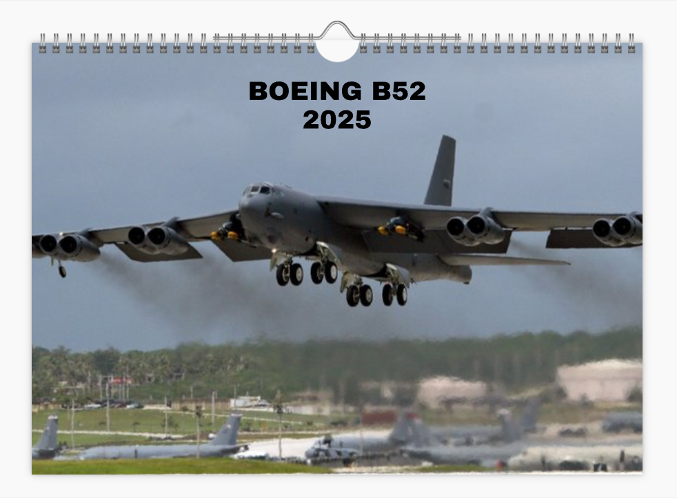 BOEING B52 USAF BOMBER 2025 Tribute Calendar A4 WALL Calendar