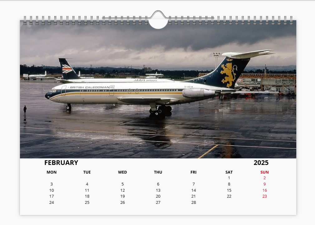 BCAL BRITISH CALEDONIAN 2025 Tribute Calendar A4 WALL Calendar
