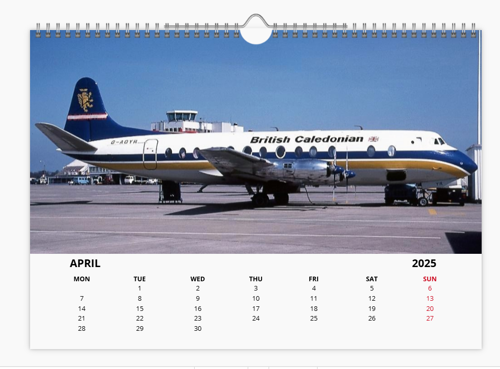BCAL BRITISH CALEDONIAN 2025 Tribute Calendar A4 WALL Calendar