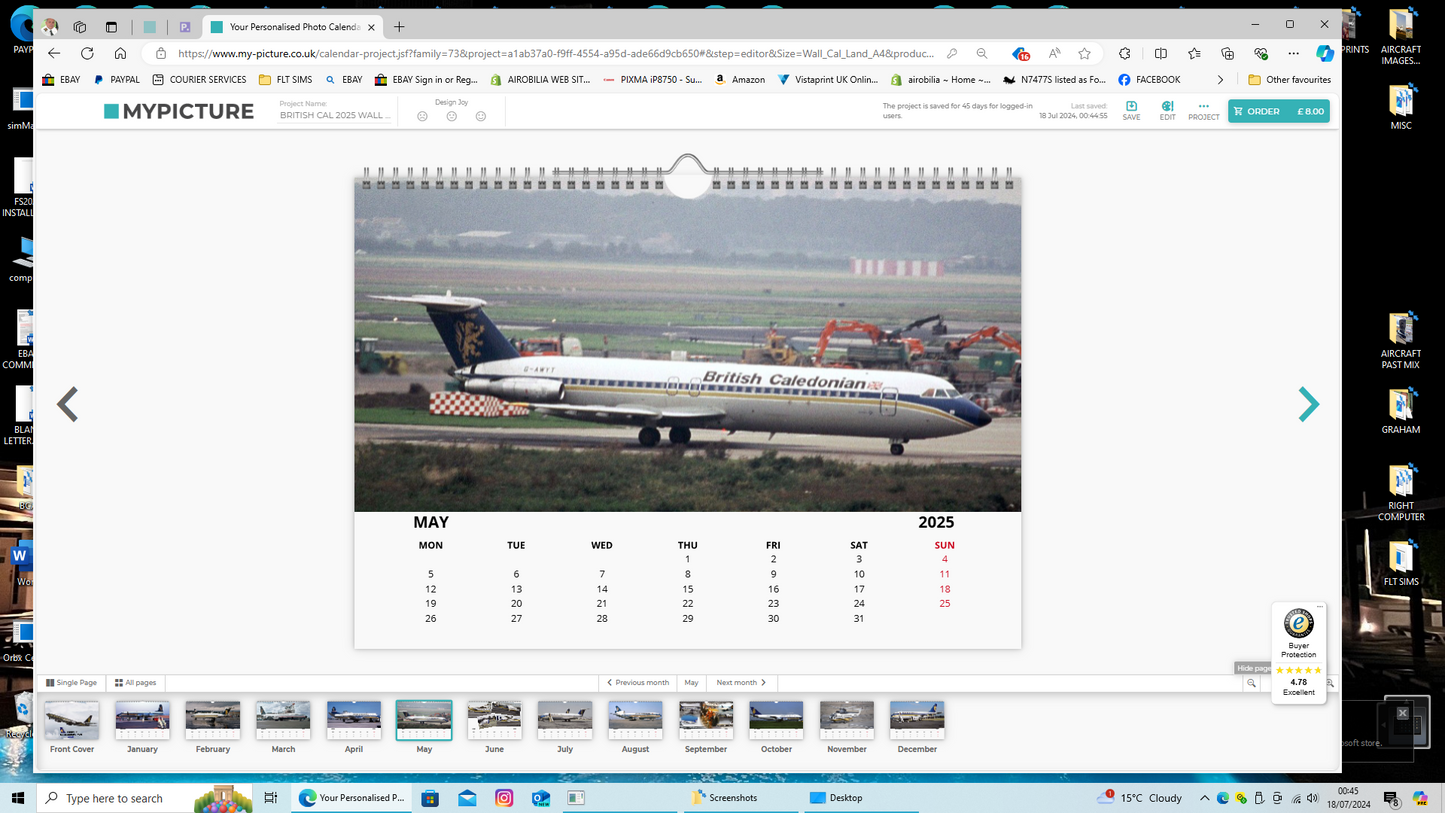 BCAL BRITISH CALEDONIAN 2025 Tribute Calendar A4 WALL Calendar