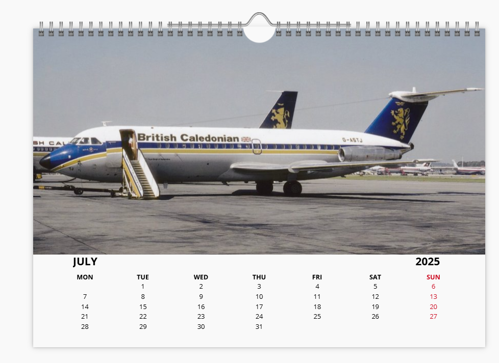 BCAL BRITISH CALEDONIAN 2025 Tribute Calendar A4 WALL Calendar