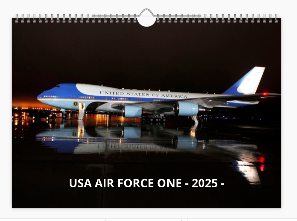 AIR FORCE ONE USAF 2025 Tribute Calendar A4 WALL Calendar