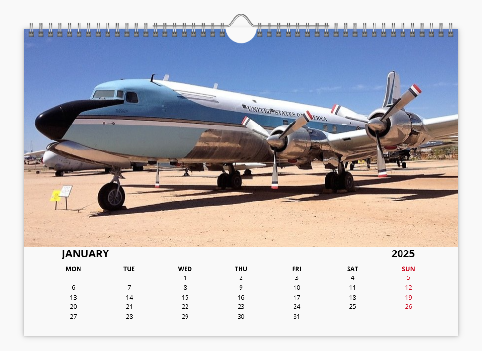 AIR FORCE ONE USAF 2025 Tribute Calendar A4 WALL Calendar