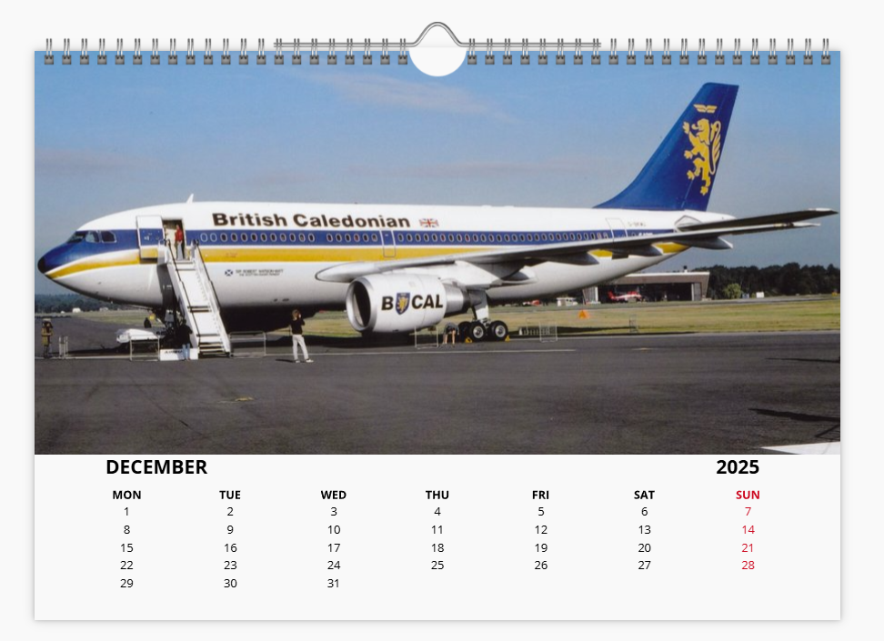 BCAL BRITISH CALEDONIAN 2025 Tribute Calendar A4 WALL Calendar
