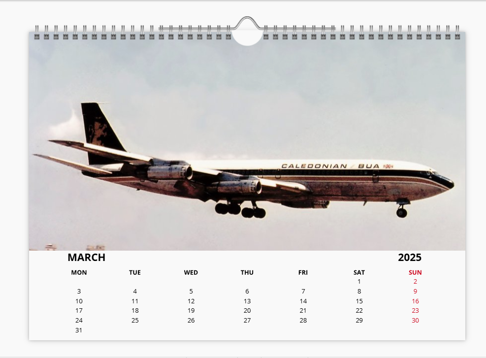 BCAL BRITISH CALEDONIAN 2025 Tribute Calendar A4 WALL Calendar