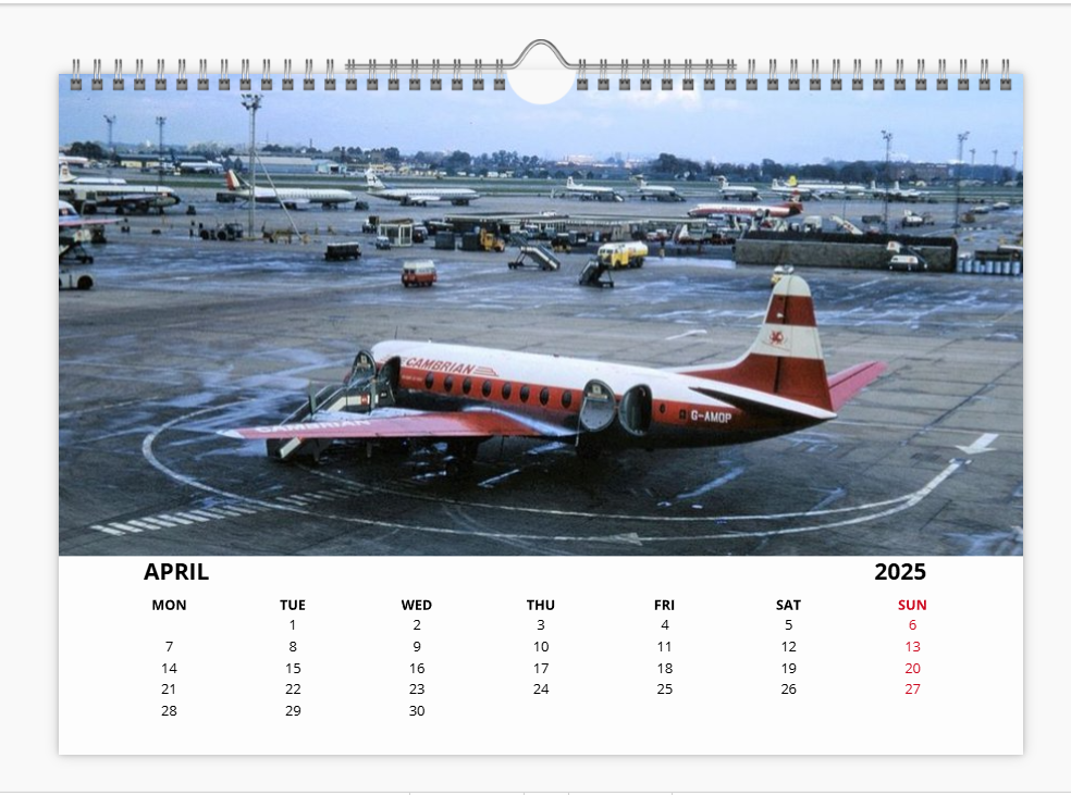 CAMBRIAN AIRWAYS 2025 Tribute Calendar A4 WALL Calendar