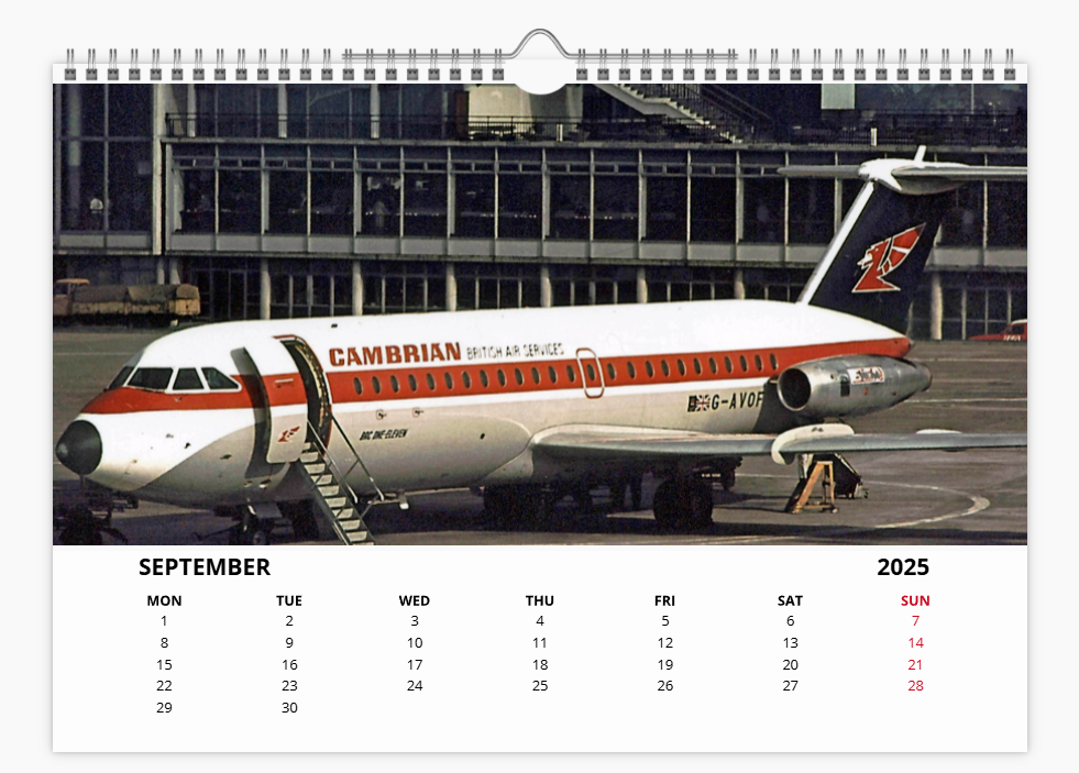 CAMBRIAN AIRWAYS 2025 Tribute Calendar A4 WALL Calendar