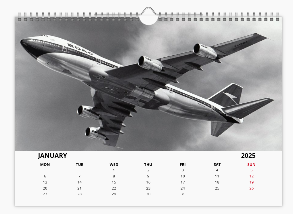BRITISH AIRWAYS BOEING 747 QUEEN OF THE SKIES 2025 Tribute Calendar A4 WALL Calendar