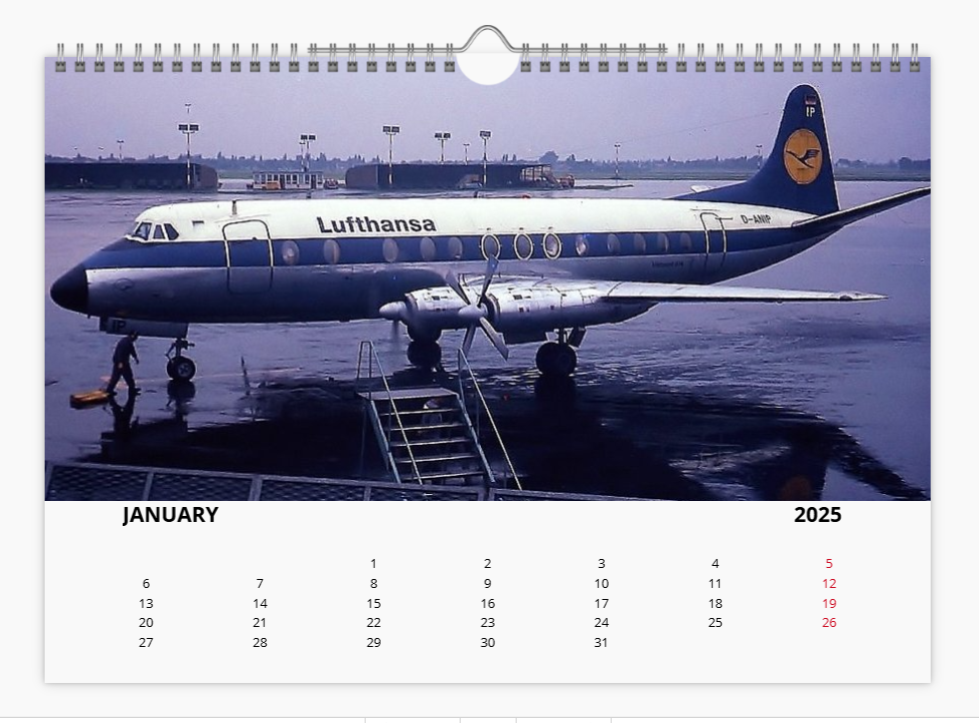 Lufthansa 2025 Aircraft Tribute Calendar A4 WALL Calendar