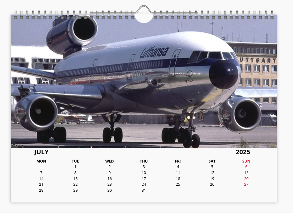 Lufthansa 2025 Aircraft Tribute Calendar A4 WALL Calendar