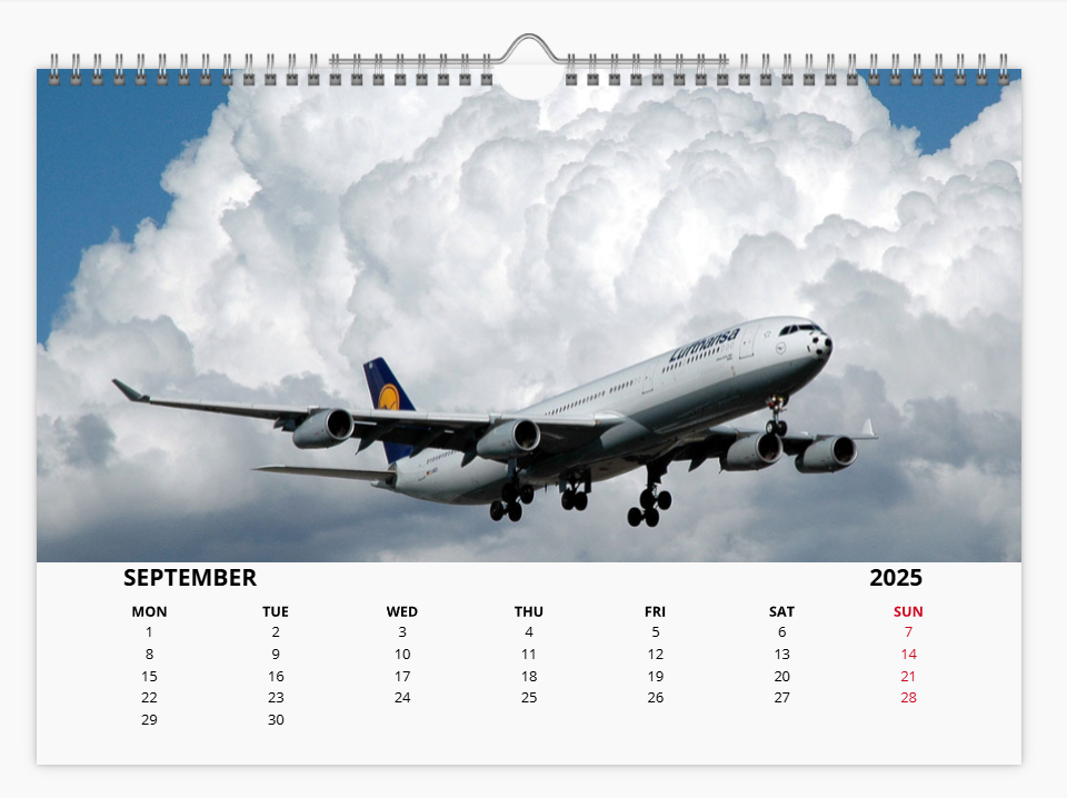 Lufthansa 2025 Aircraft Tribute Calendar A4 WALL Calendar