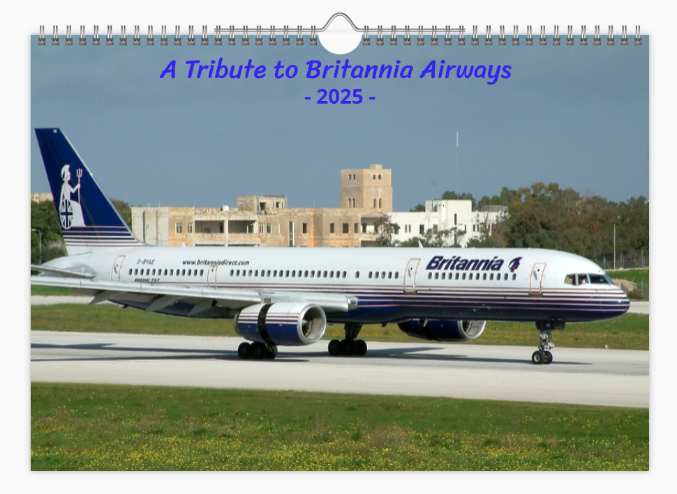 BRITANNIA AIRWAYS 2025 Tribute Calendar A4 WALL Calendar