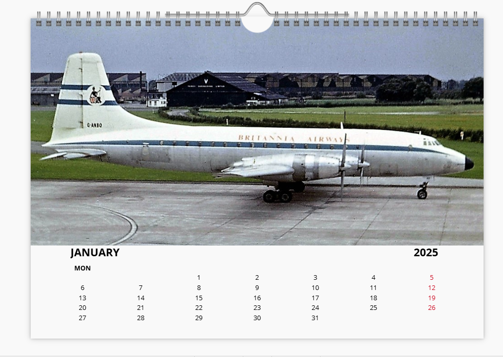 BRITANNIA AIRWAYS 2025 Tribute Calendar A4 WALL Calendar